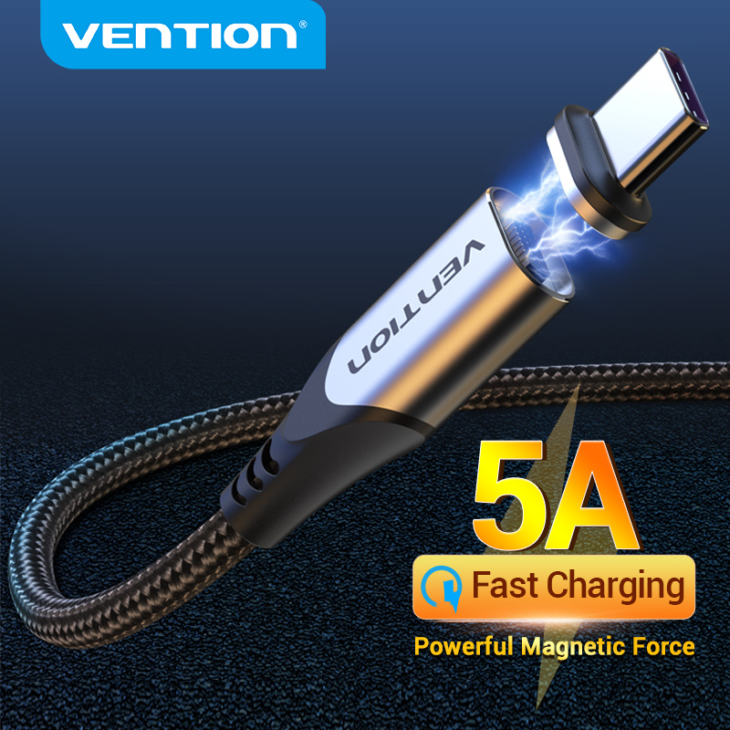 Vention Magnetic Cable USB 2.0 A Male to OPEN 5A Magnetic Cable Nylon Braided Charging Cable Type C 
