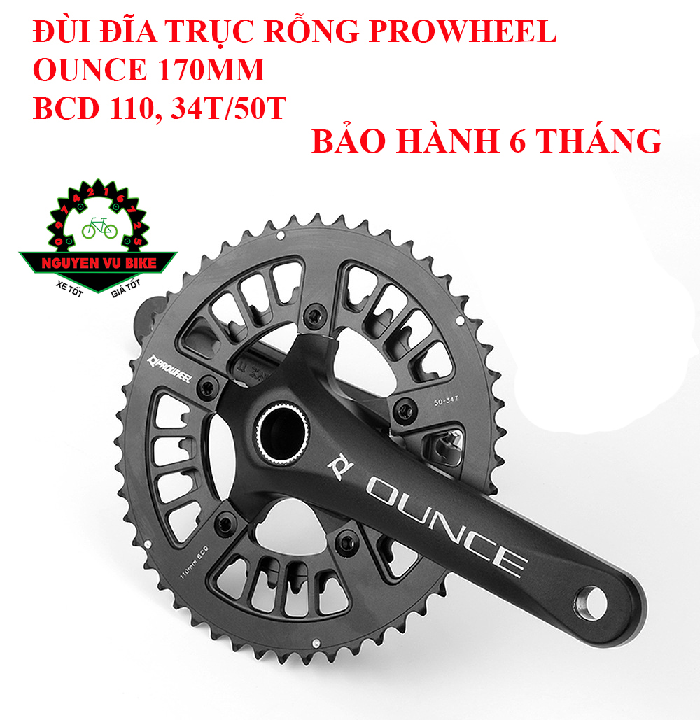 Đùi đĩa xe đạp đua trục rỗng Prowheel Ounce 34-50T Chính hãng