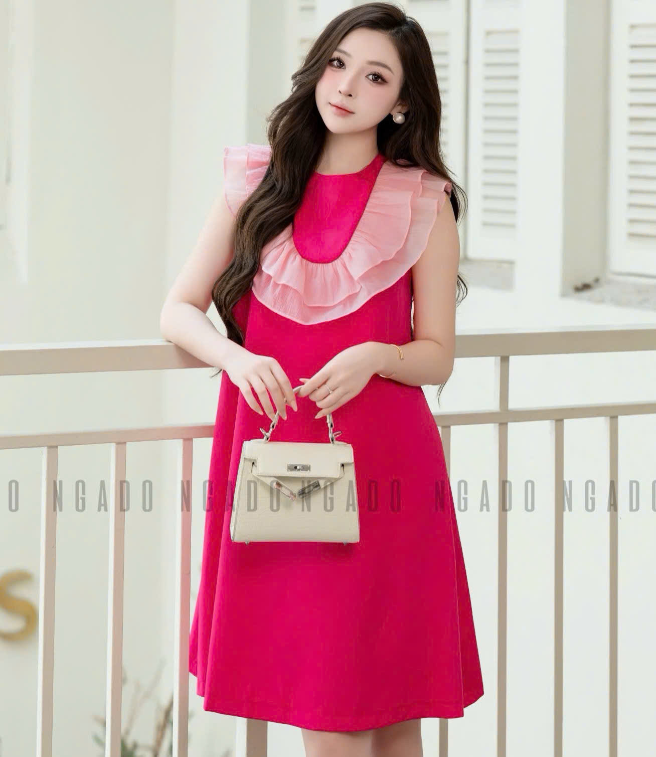 Đầm hồng sen sát nách NGADO  đầm dự tiệc  đầm sang trọng