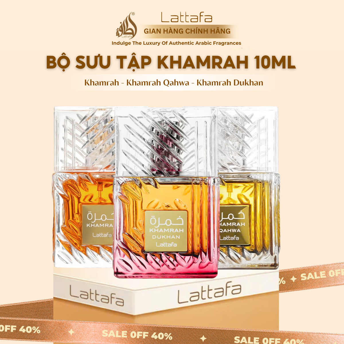 Bộ Sưu Tập Nước Hoa Lattafa Khamrah EDP 10ml - Bao gồm Khamrah Dukhan Khamrah Khamrah Qahwa