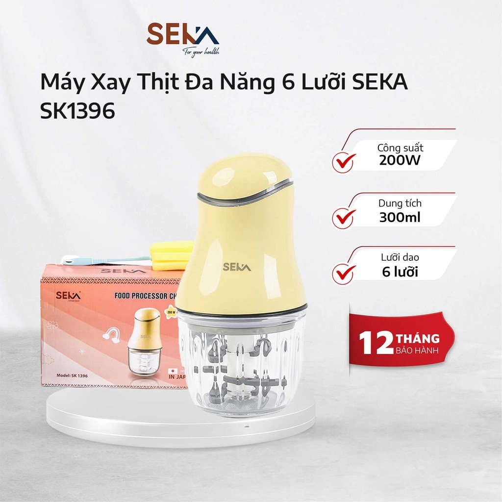 Máy Xay Thịt Đa Năng 6 Lưỡi SEKA SK1396 - MÁY XAY MINI CẦM TAY + Máy Xay Mini Ăn Dặm Cho Bé SEKA 6 L