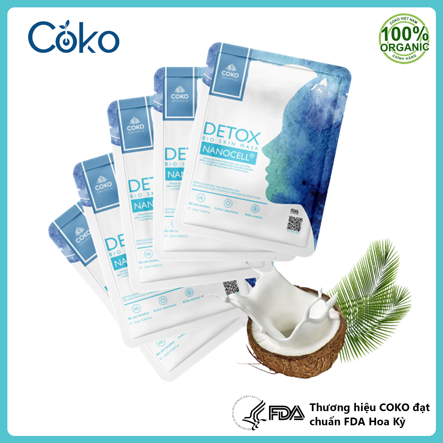 Combo 5 Mặt Nạ Sinh Học Coko Detox Bio Skin Nanocell Mask