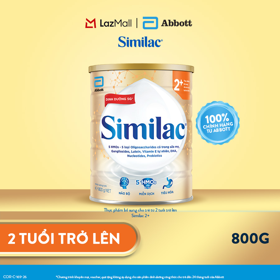 [CHỈ 11-17.8 GIÁ TỐT MUA NGAY-SLCH] Sữa bột Similac 2+ 800g đột phá dinh dưỡng 5G cho trẻ từ 2-6 tuổi (Bao bì thay đổi theo từng đợt nhập hàng)