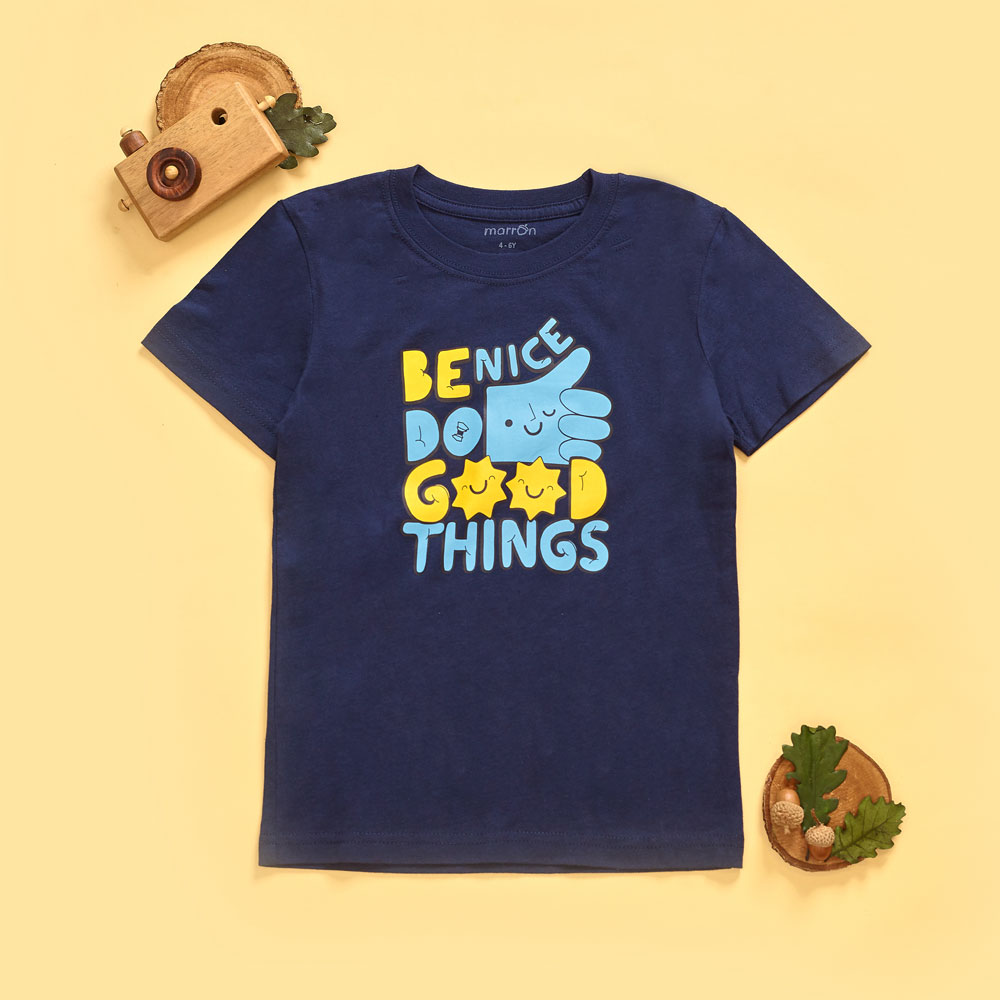 Áo thun T-shirt Marron cho bé trai dáng cổ tròn thấm hút co giãn tốt chuẩn an toàn quốc tế OEKO-TEX