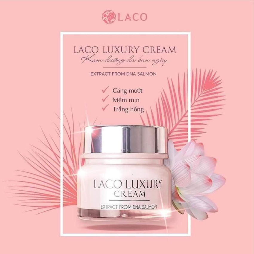Kem Ngày Laco Luxury Cream-Tặng mặt nạ Amisilk Hàn Quốc dùng bao phê-Giúp Cấp Ẩm Dưỡng Trắng Da Chống Nắng Lên Tone 1.25-1.5 có thể làm kem trang điểm