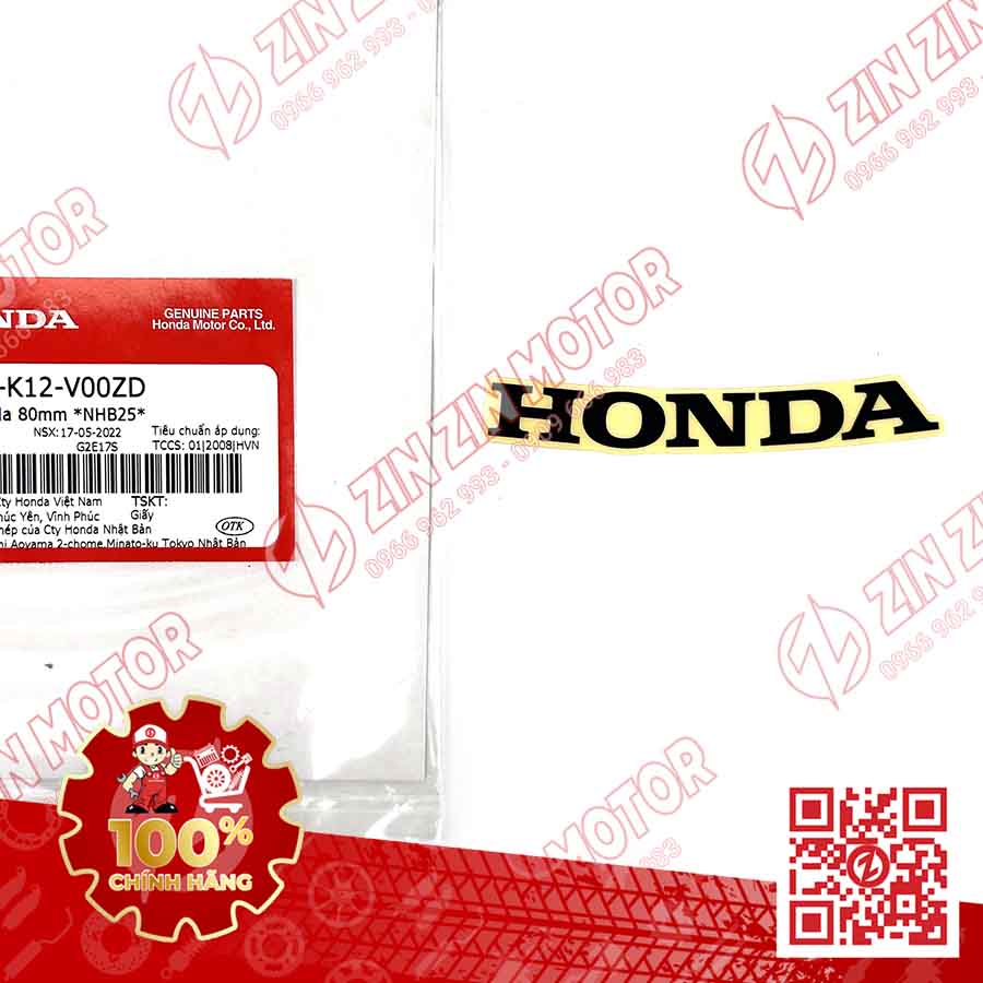 Tem Chữ Honda Cong 80mm Tem Mu Rùa Xe Lead 125 2022 2023+ 86102-K12-V00ZC 86102-K12-V00ZD 86102-K12-