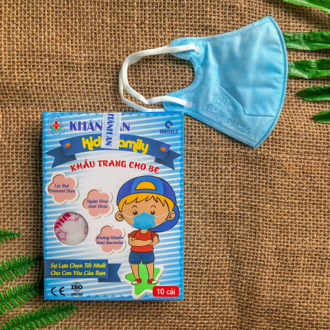 Combo 5 hộp Khẩu trang 3D cho trẻ em Khánh An bé trai bé gái 6 tháng đến 4 tuổi hộp 10 cái ngăn vi khuẩn khói bụi KID10