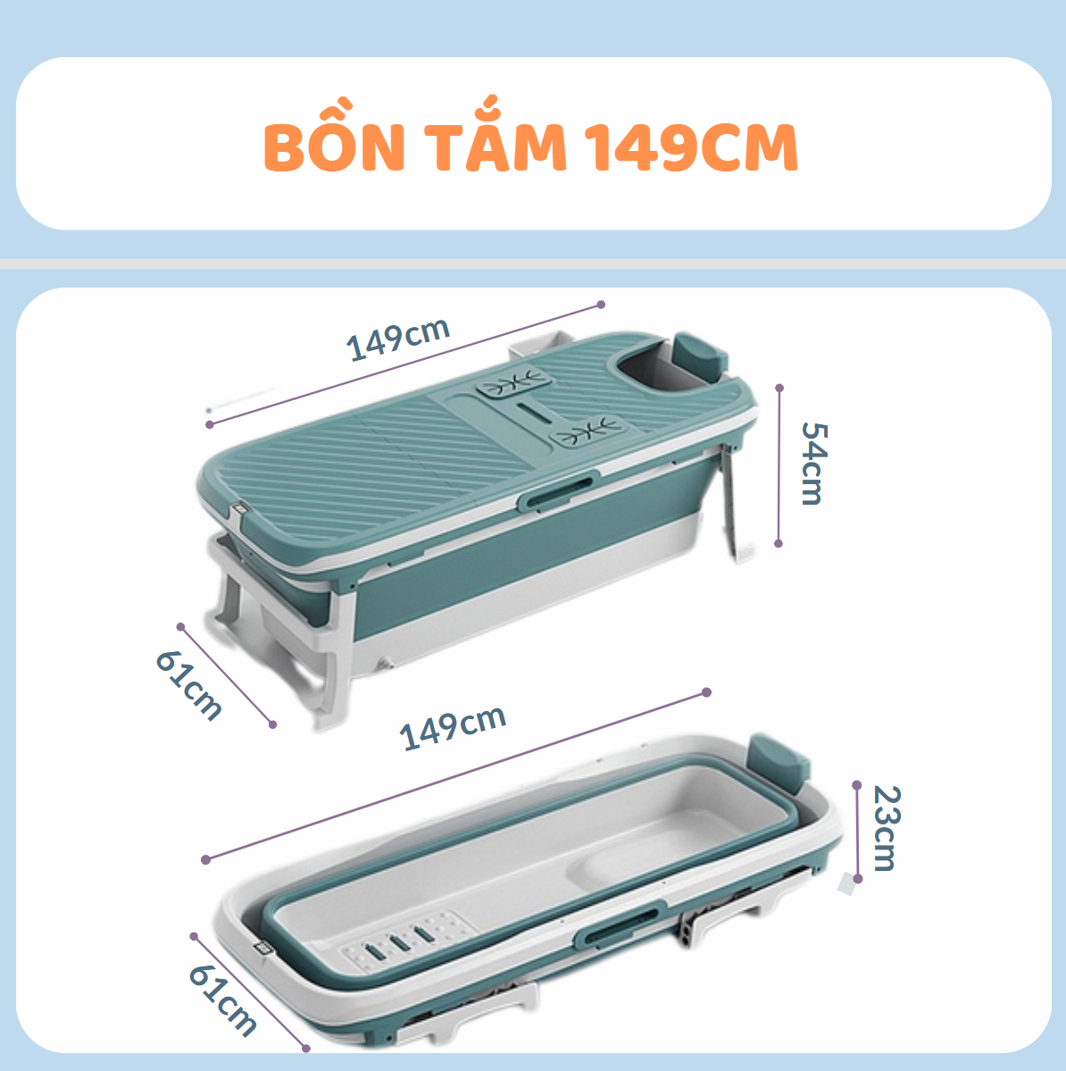 Bồn tắm nhựa gấp gọn cho người lớn trẻ em làm bằng chất liệu PP và PTE An toàn cho sức khoẻ [ BẢO HÀNH 2 NĂM]