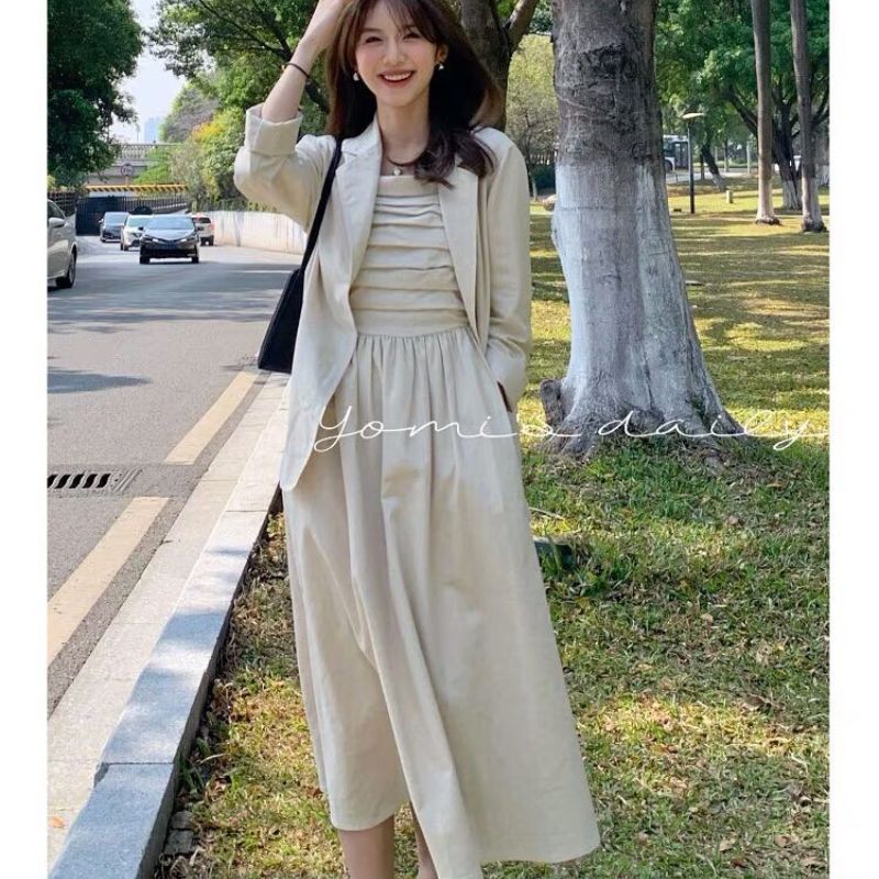 Váy 2 dây bản to kẻ sọc đen trắng đan lưng phong cách trẻ trung | Shopee  Việt Nam