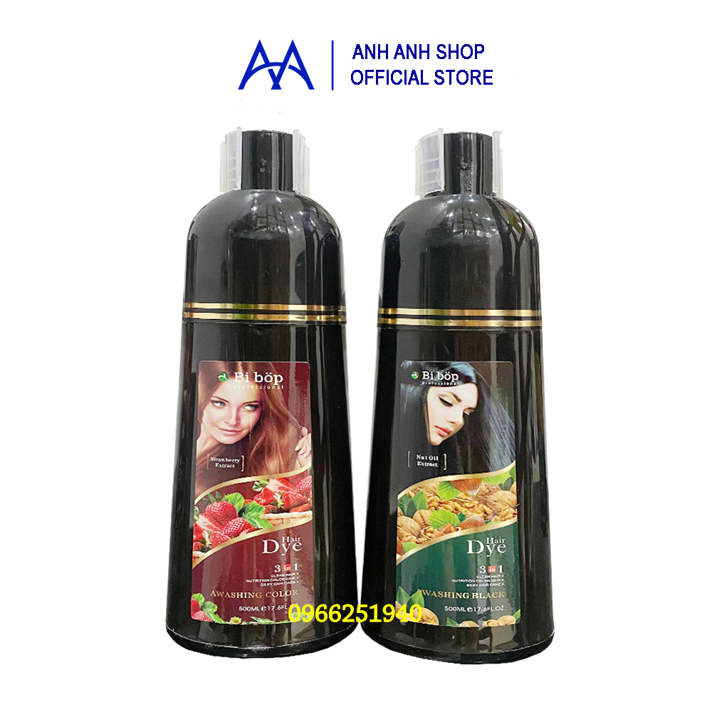 Gội Đen/Nâu Phủ Bạc Bibop Mẫu Mới 500Ml Nhật Bản Chính Hãng - Anh Anh Shop