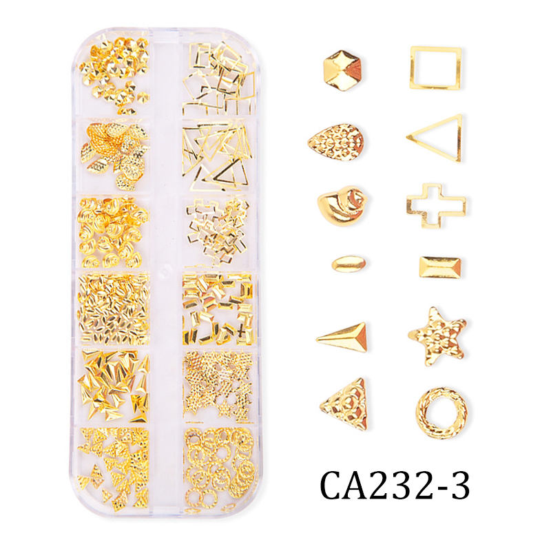 [HCM]ANYAR-12 Lưới Phong cách Hỗn hợp Nghệ thuật Làm móng Vỏ Sao Mặt Trăng Thiết kế Hình bầu dục Kim loại Đinh tán Đinh tán Khung Chuỗi 3D Tự làm Phụ kiện Trang trí Quyến rũ