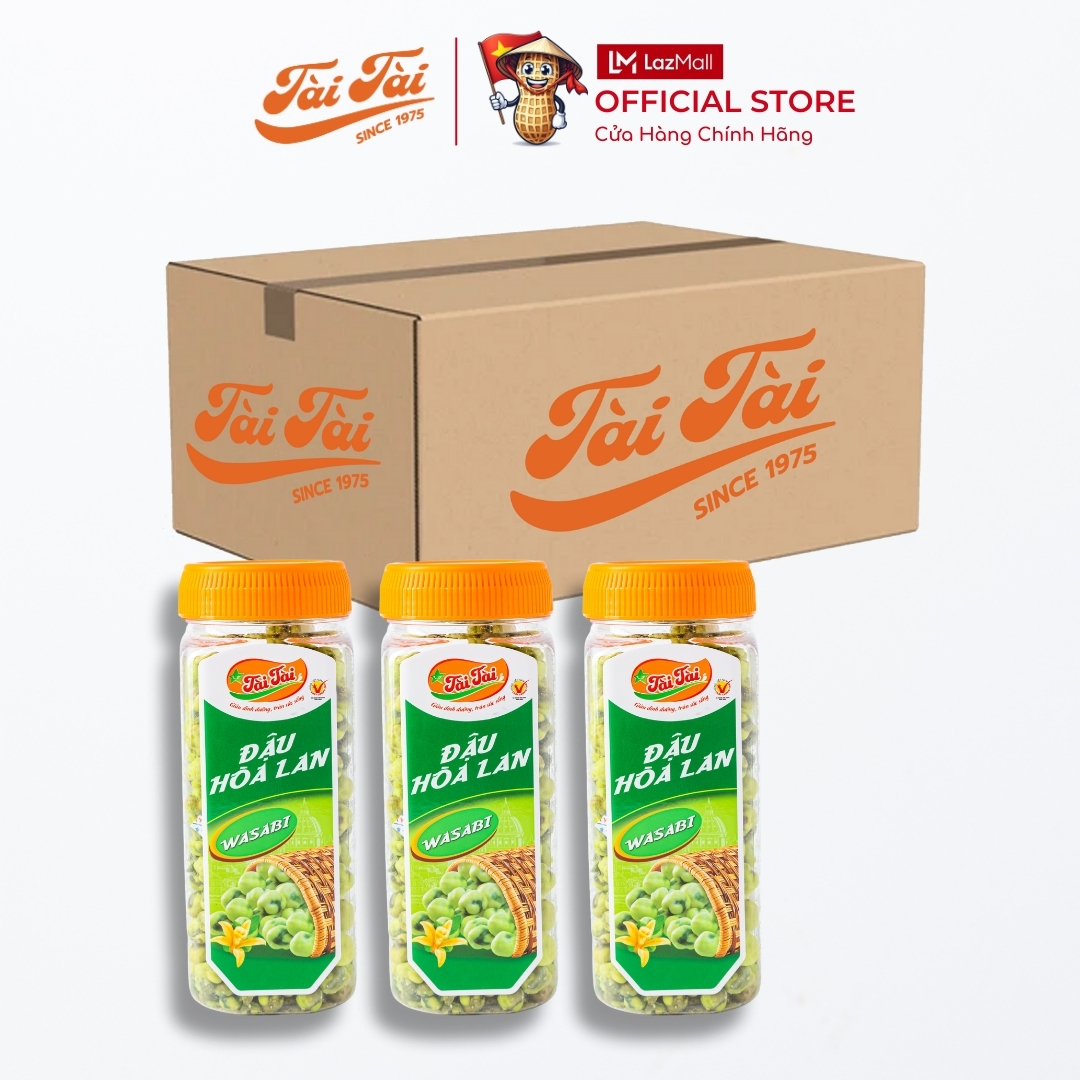 Thùng 24 Hủ Đậu Hòa Lan Wasabi Loại 195g Tiết Kiệm - Snack Ăn Vặt Đậu Hà Lan Wasabi Sấy Ăn Liền - Đậ
