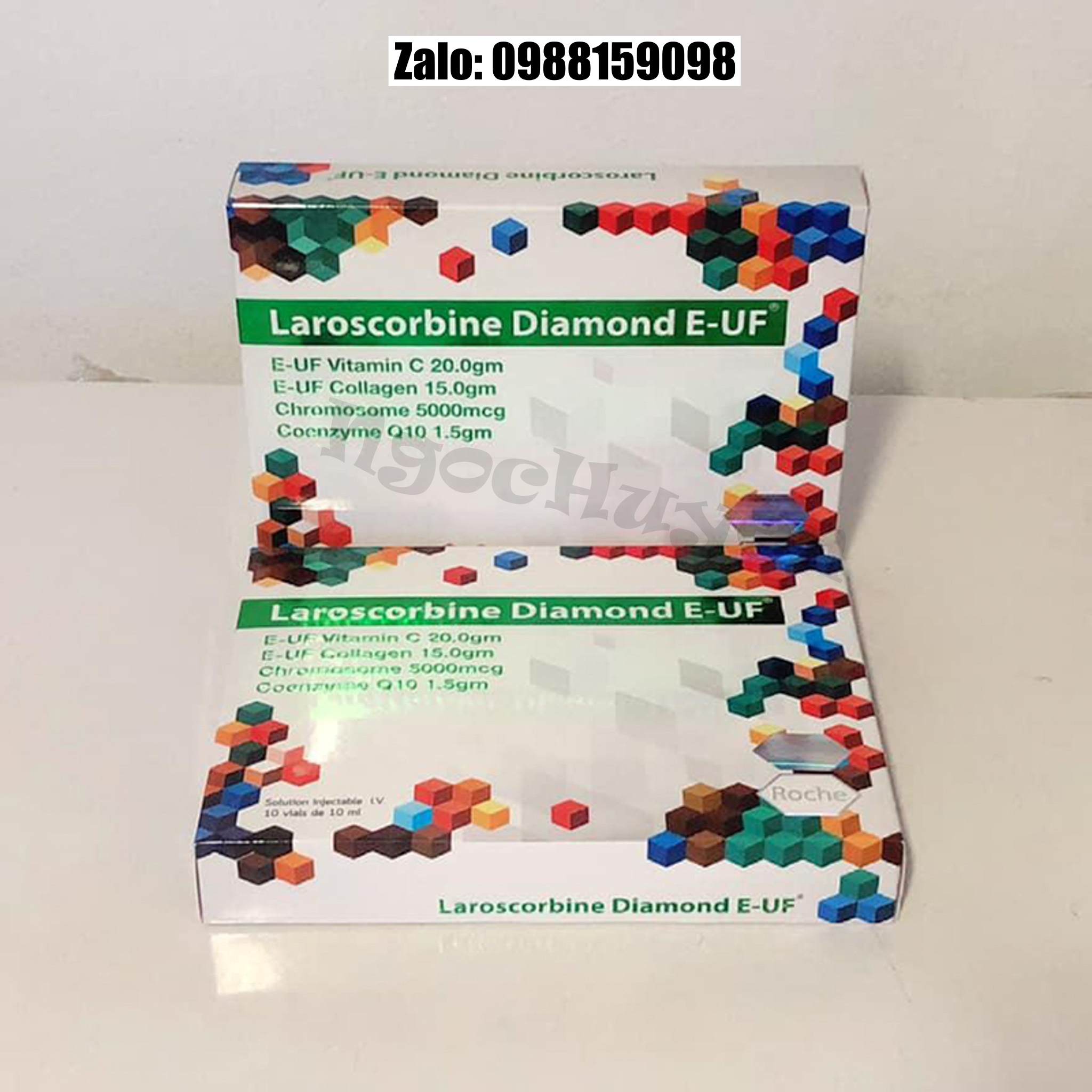 Làm Trắng Da Collagen Laroscorbine Diamond E-UF 1 hộp 10 ống - Mix Truyền Trắng, Trắng Da