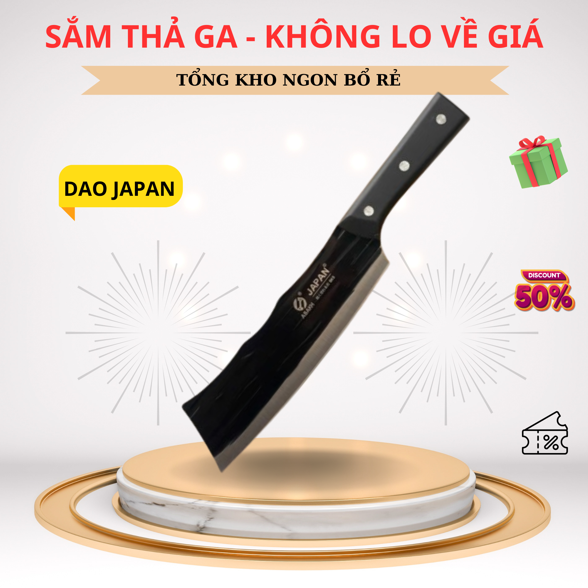 Dao băm thịt nhật bản chất liệu thép đen cứng + bền lưỡi dao dài và bén 33cm
