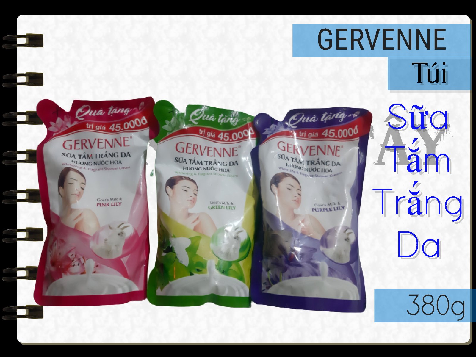 (Hàng Tặng) Gervenne - Túi Sữa Tắm 380Gr