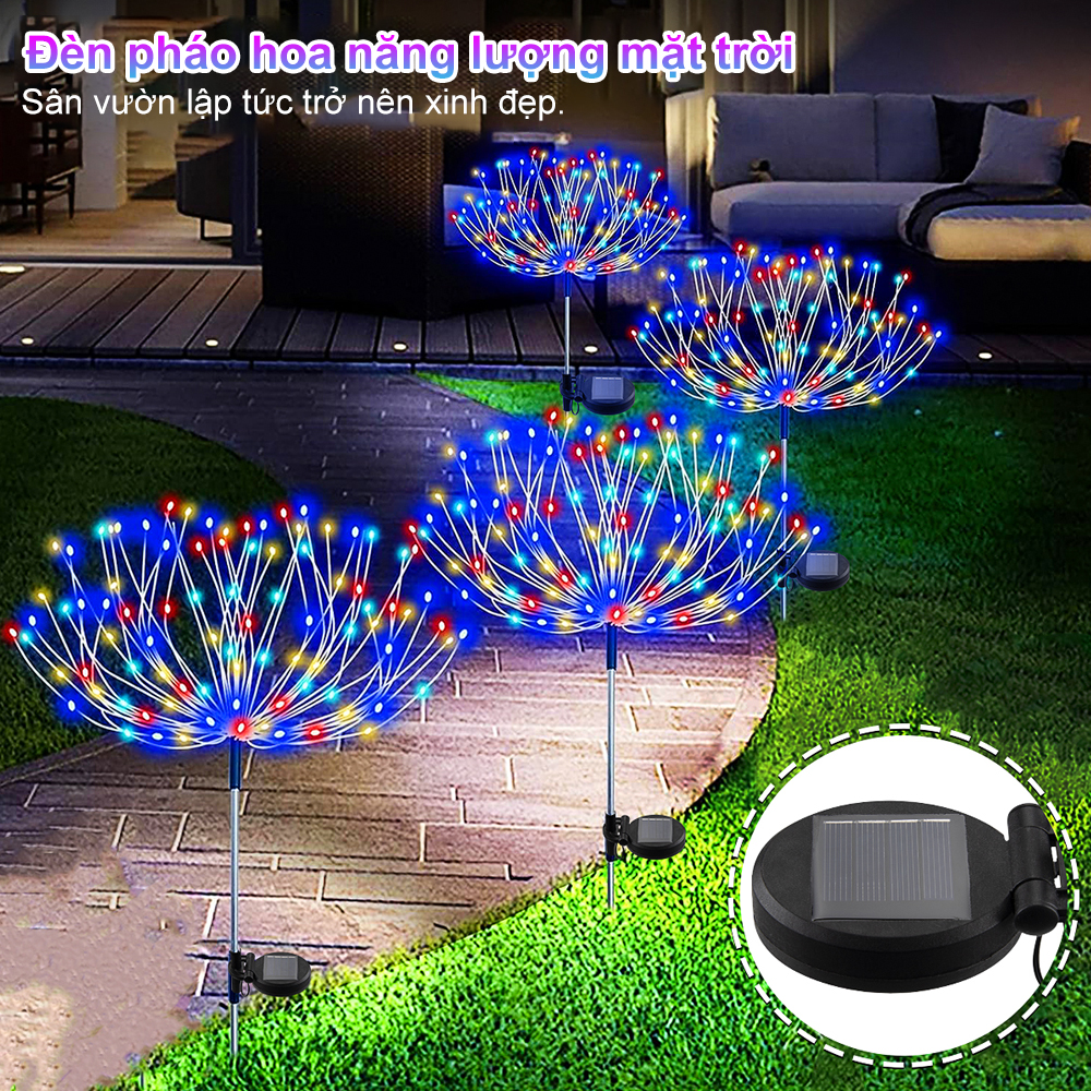 Đèn pha lê năng lượng mặt trời ngoài trời 360 LEDs chống nước đèn trang trí sân vườn đèn dây tiệc phù hợp trang trí đường đi sân đường phố sinh nhật Giáng sinh lễ hội đám cưới tiệc tùng trang trí Tết