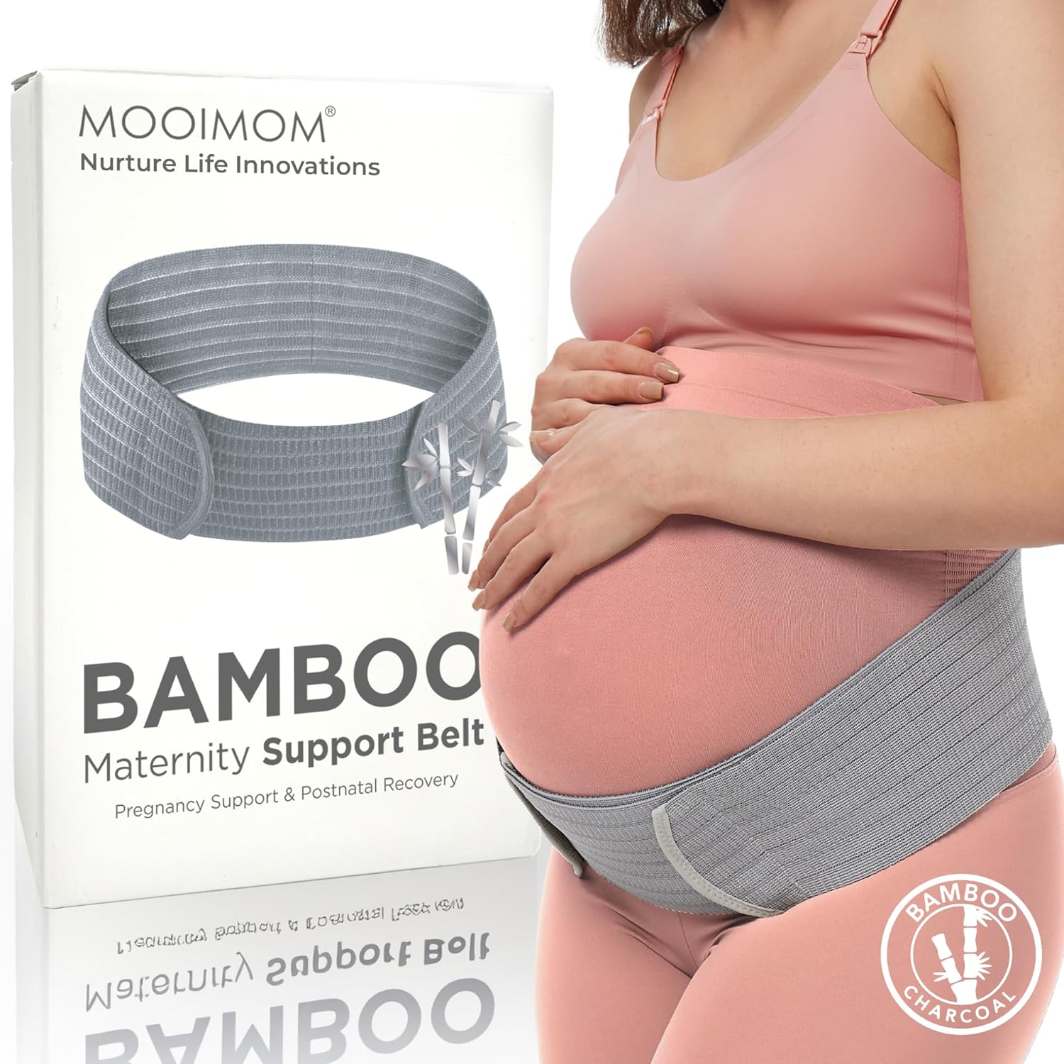 [CHÍNH HÃNG] MOOIMOM Đai Đỡ Bụng Bầu Đai Nâng Bụng Trợ Lực Hỗ Trợ Giảm Đau Nhức Mỏi Từ Vải Sợi Tre Co Dãn Cao Cấp Cho Mẹ Bầu Bamboo Belt C98803Z
