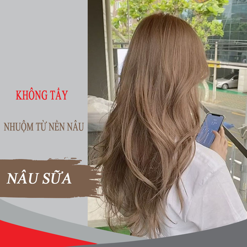 [Hcm]Tuýp Nhuộm Tóc Tại Nhà Nâu Sữa Không Tẩy - Tặng Oxy