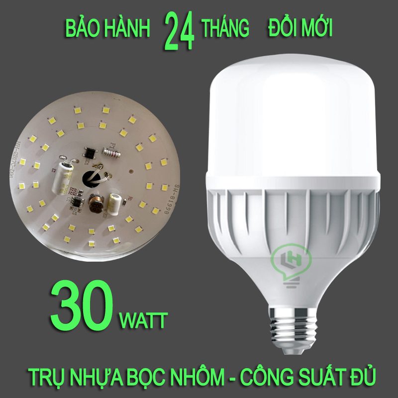 BÓNG ĐÈN LED 65W TRỤ NHỰA BỌC NHÔM BẢO HÀNH 2 NĂM ĐÚNG WATT