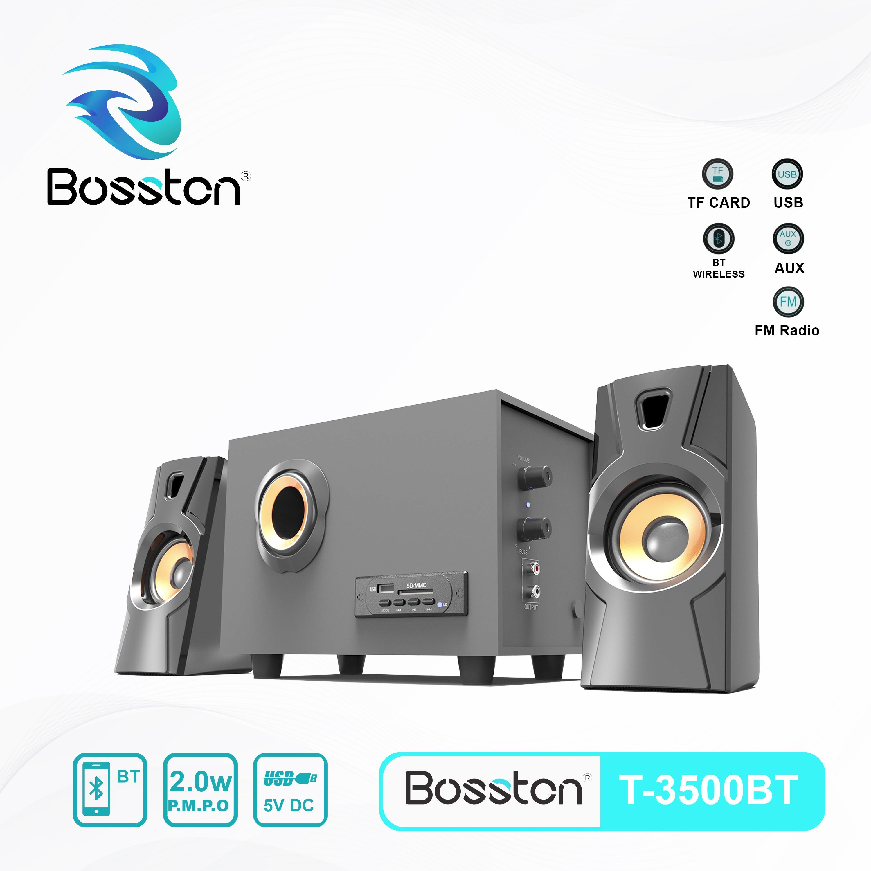 ( MẪU MỚI 2023 ) Loa vi tính 2.1 Bosston T3500-BT tích hợp Bluetooth Usb thẻ Loa Bluetooth 2.1 Bosst