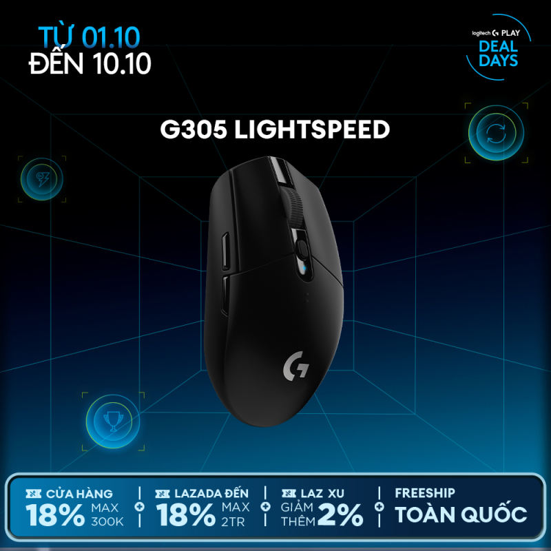 Chuột game không dây Logitech G G305 LIGHTSPEED - Hero 12K DPI Nhẹ 99g 6 nút lập trình Pin 250h