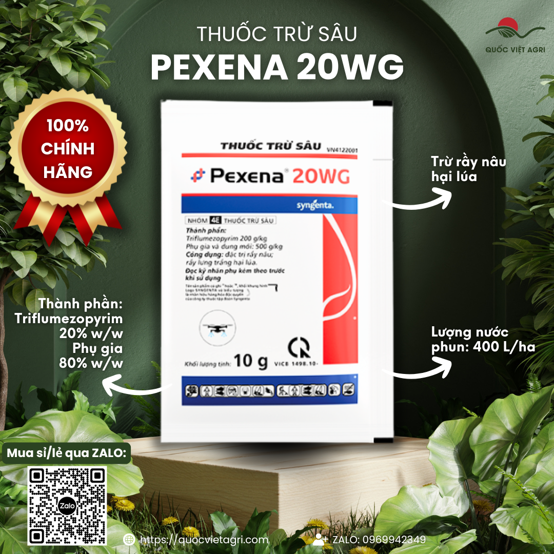 Thuốc trừ rầy nâu PEXENA 20WG dạng cốm (gói 10g) - Triflumezopyrim 200 g/kg Chính hãng Syngenta