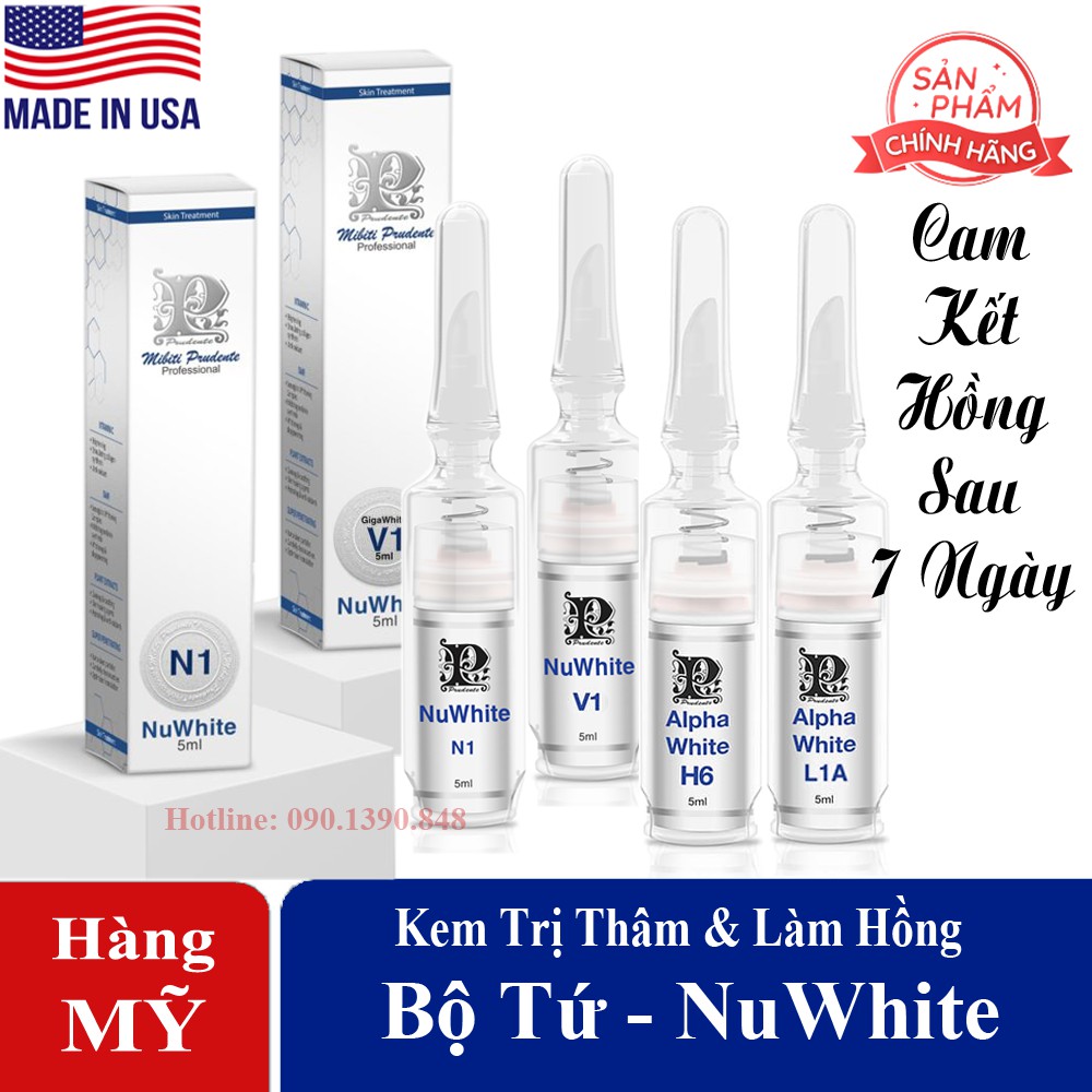[Hcm][Hàng Mỹ Chính Hãng] Kem Làm Hồng Khử Thâm Mibiti Prudente Nuwhite N1V1H6 Và L1A. Cam Kết Hiệu Quả Sau 7 Ngày Sử Dụng. - V1 - Hồng Bím(Có Tem)