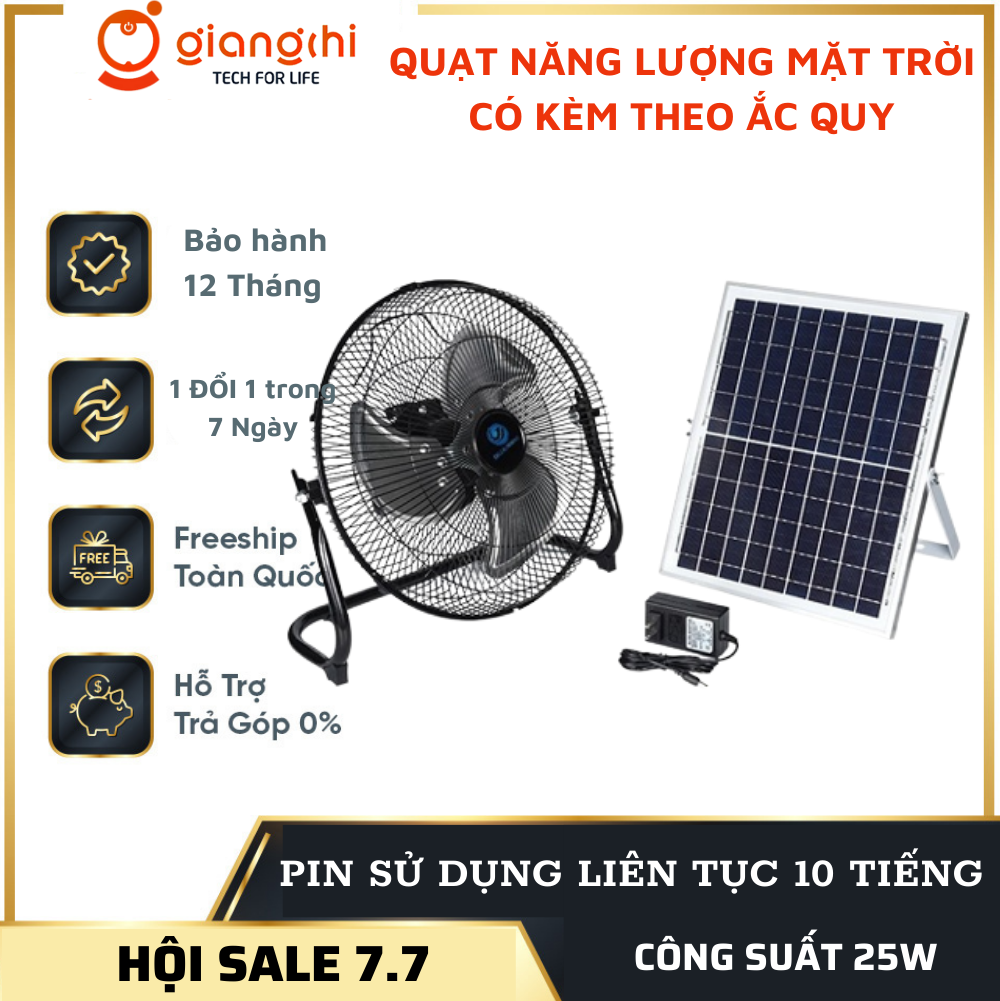 Quạt tích điện năng lượng mặt trời Solar Fan118LL  Pin tích 10 TIẾNG - mẫu mới 2022  siêu cứng cáp  