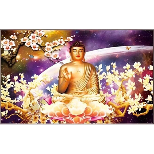 Tranh thêu chữ thập Phật A Di Đà MN0218 (tranh thêu kín) - kích thước 100 * 55