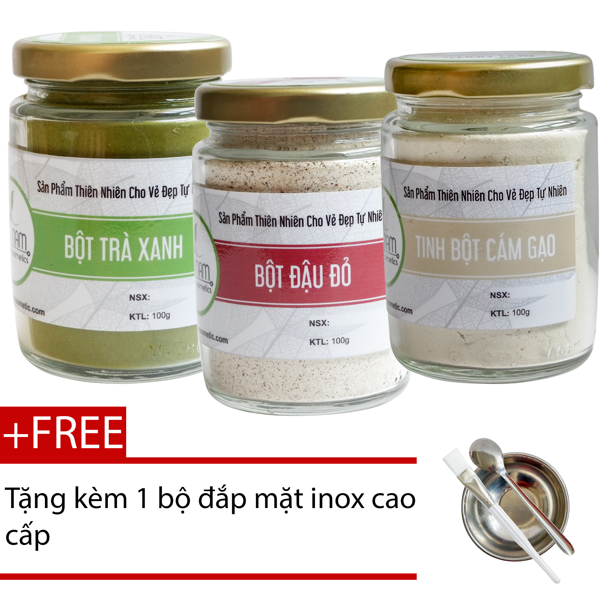 [Hcm]Combo Bột Trà Xanh+ Bột Đậu Đỏ + Bột Cám Gạo Nguyên Chất Bảo Nam (100G/Hũ) + Tặng Bộ Pha Chế Đắp Mặt Nạ - Trị Sẹo Rỗ Xóa Mờ Vết Thâm Nám [ Đã Được Kiểm Nghiệm Y Tế ]