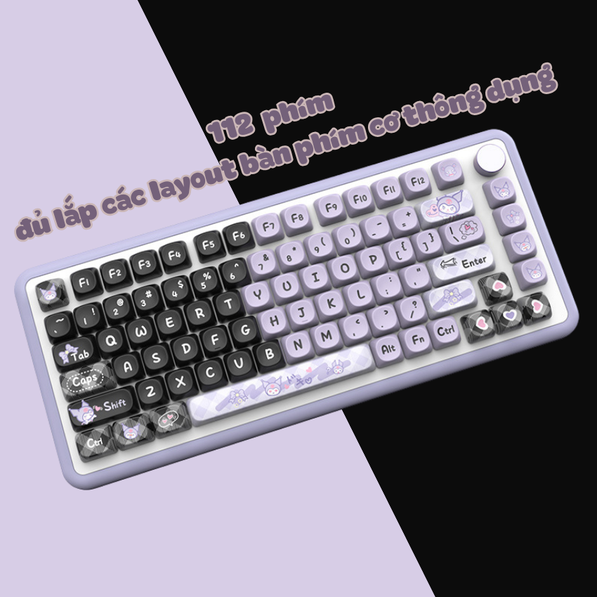 Keycap Kuromi MOA chất liệu keycap PBT cao cấp profile MOA cực dễ thương