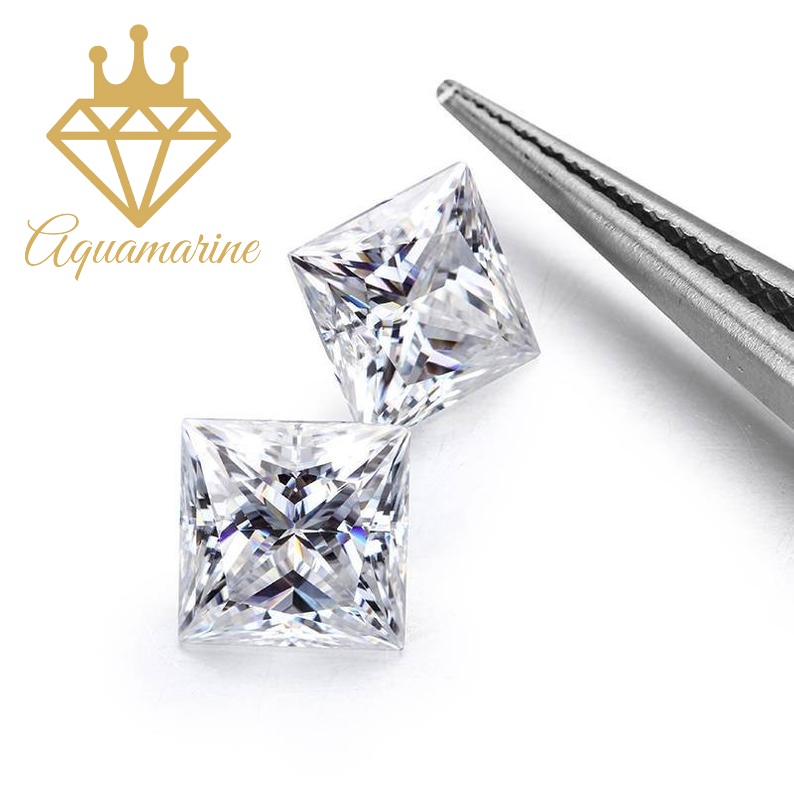 (Size 16x16 mm) Kim cương nhân tạo Moissanite giác cắt Princess màu trắng