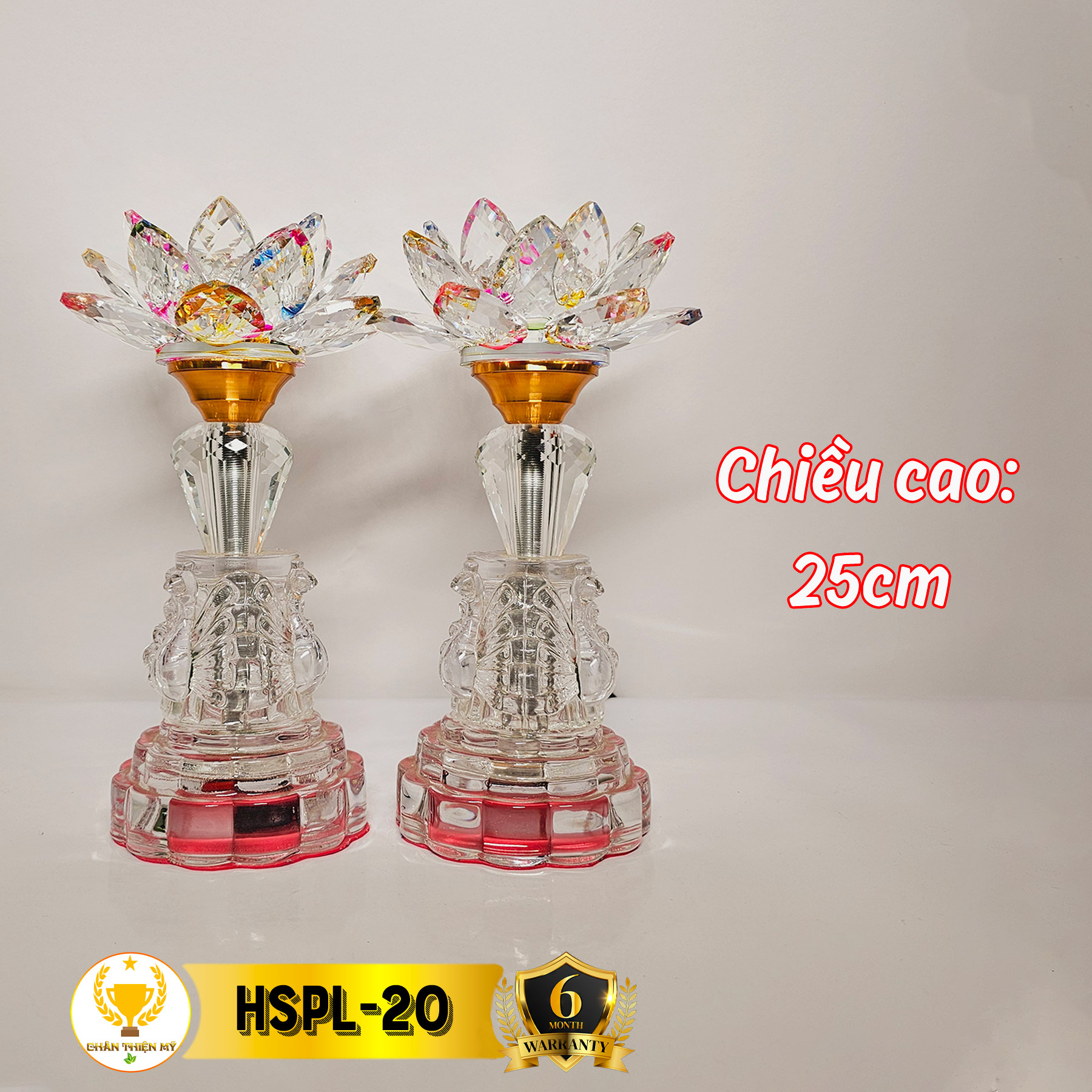 Đèn Bàn Thờ Hoa Sen Pha Lê Cao Cấp Có Led 7 Màu CHÂN THIỆN MỸ Đồ Thờ Cúng Gia Tiên Trang Trí Bàn Thờ