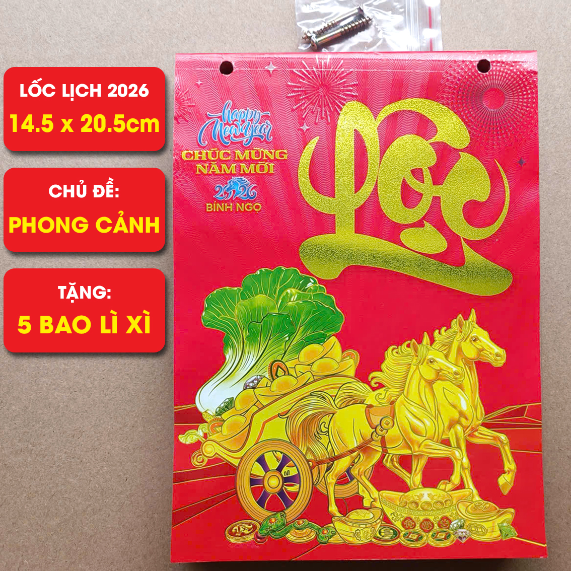 Lốc lịch 2026 phong cảnh kích thước 14.5 x 20.5cm dùng để gắn bìa lịch các loại