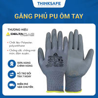 Găng tay lao động Deltaplus VE702PG phủ PU chống cắt chống dầu Bao tay lao động ôm tay thao tác chính xác -Thinksafe