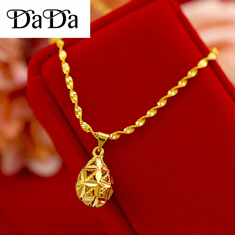Vòng cổ vàng 24K chính hãng dành cho nữ - Trang sức cưới mặt dây chuyền hình tròn