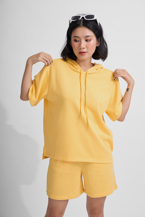 [NHẬP MÃ NOVFALAZSOCIAL02 GIẢM 40K ĐƠN 199K  ]  Áo hoodie Maybi suông thun tay ngắn