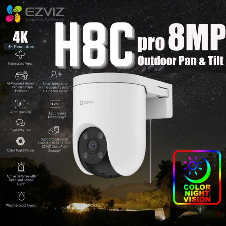 (Tặng Hộp Box Kỹ Thuật) Camera Wifi Ngoài Trời EZVIZ H8C PRO 4K 8MP Pan & Tilt  - Quay Quét 360 Độ Đ
