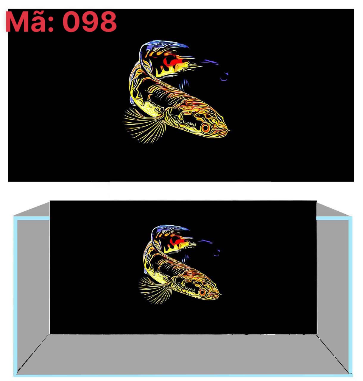 Tranh 3D Mẫu Cá Lóc Dán Bể Cá Nhiều Kích Thước Phù Hợp Mặt Chính Mặt Đáy Tặng Decal Dán Vui Nhộn