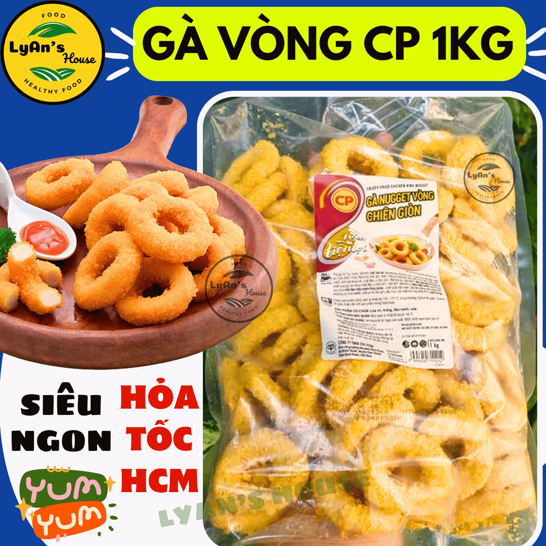 [Hỏa Tốc HCM] GÀ NUGGET VÒNG chiên giòn CP 1 kg làm từ gà tươi tiện lợi như gà KFC Gà rán ăn vặt giò