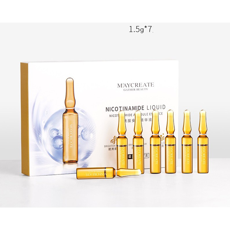 ? Hộp 7 Ống Tinh Chất Serum Dưỡng Trắng Da Nicotinamide Liquid Essence 15G * 7 (G / Ml) Maycreate - Y300 - A5T2