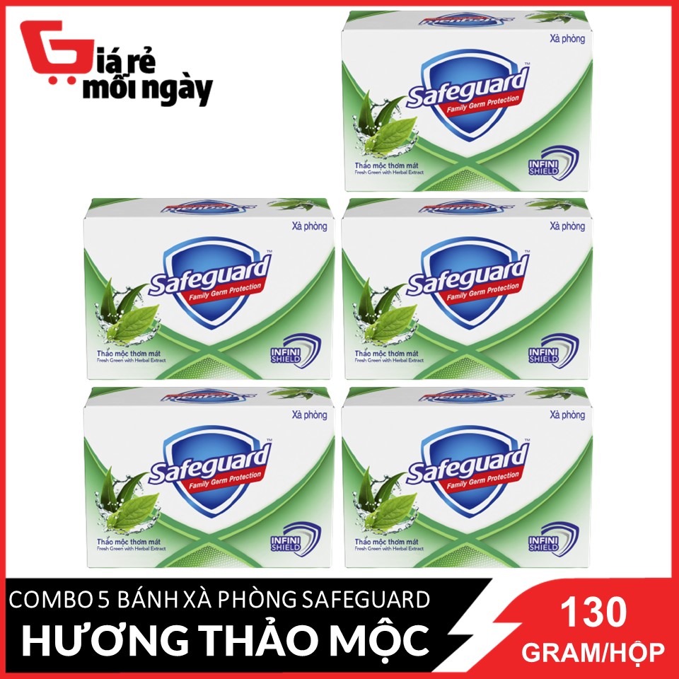 [Hcm]Combo 5 Bánh Safeguard Thảo Mộc (Xanh) 130Gx5