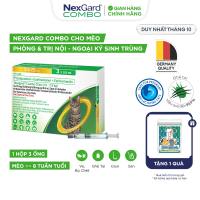 NexGard COMBO - Ống nhỏ gáy phòng & trị nội ngoại ký sinh dành cho Mèo size L (2.5 - 7.5kg) - 1 hộp 3 ống