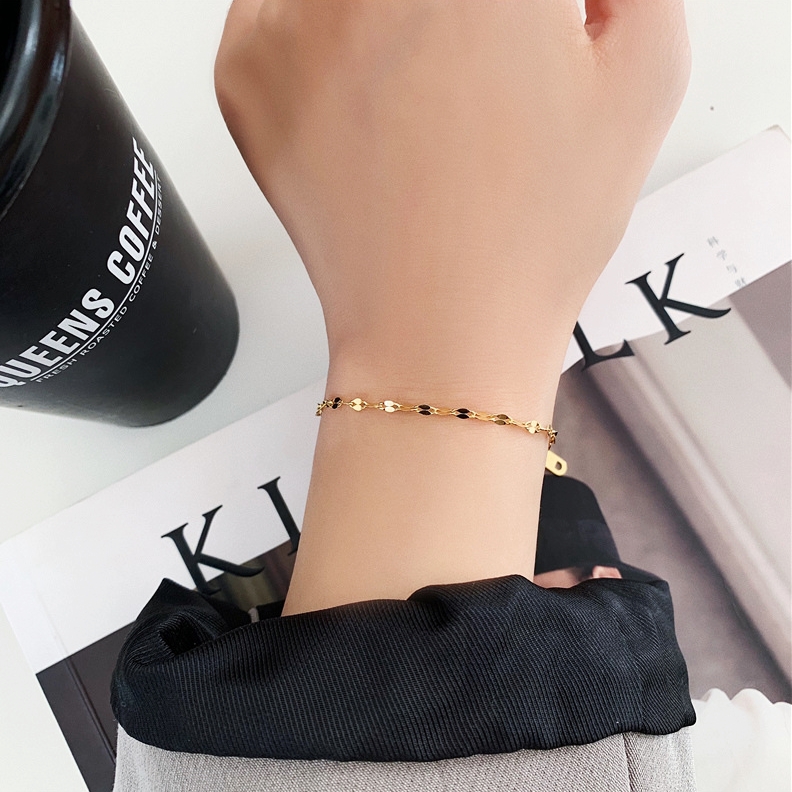 Lắc tay titan nữ mạ vàng kiểu lắc dây trơn sang trọng bền bỉ không đen gỉ