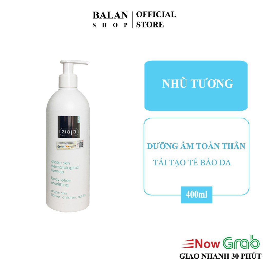 Nhũ Tương Dưỡng Ẩm Ziaja Cho Da Nhạy Cảm - Ziaja Med Atopy 400Ml - Hàng Chính Hãng