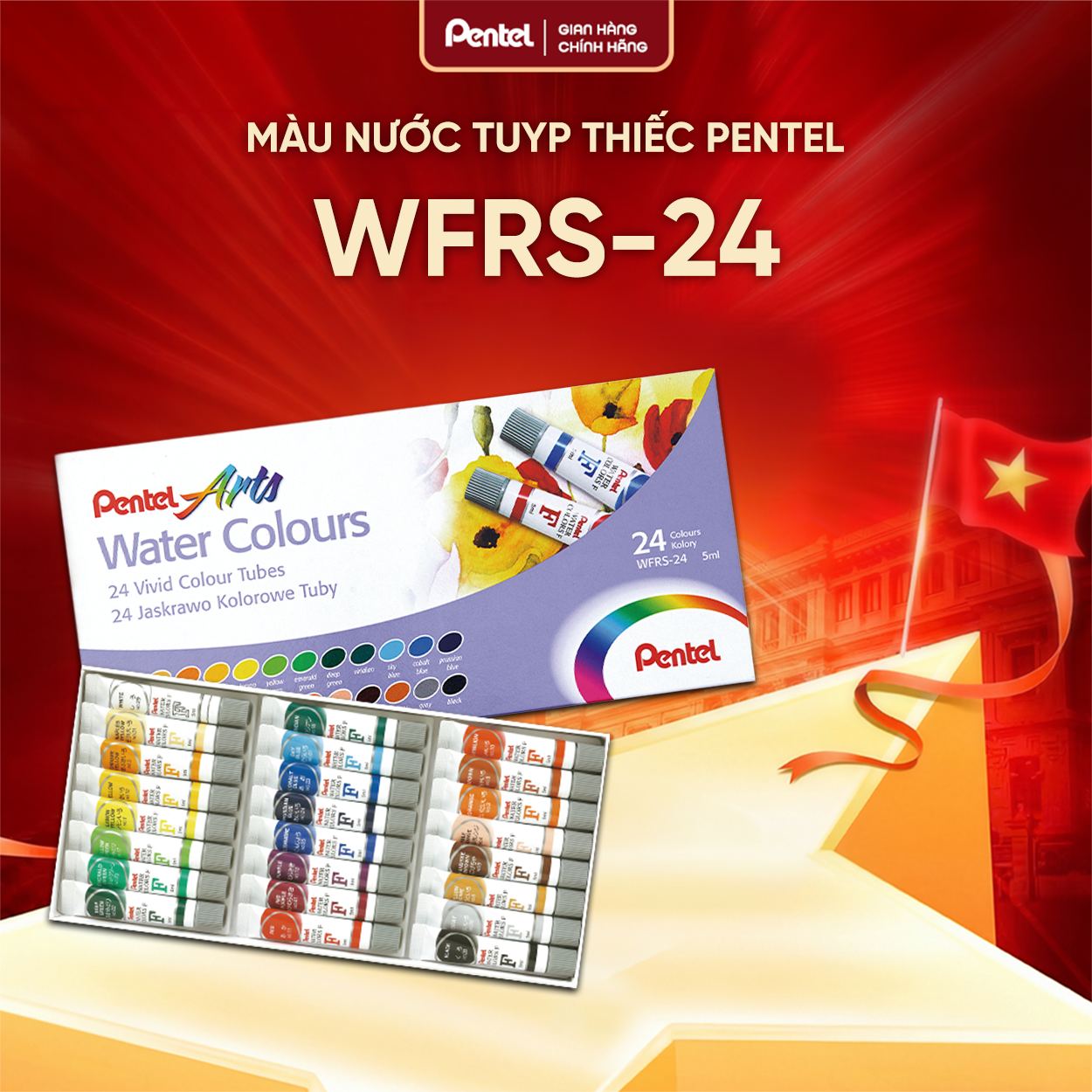 Màu nước Pentel Water Color Wfrs 12/18 /24 màu vẽ được lên nhiều chất liệu