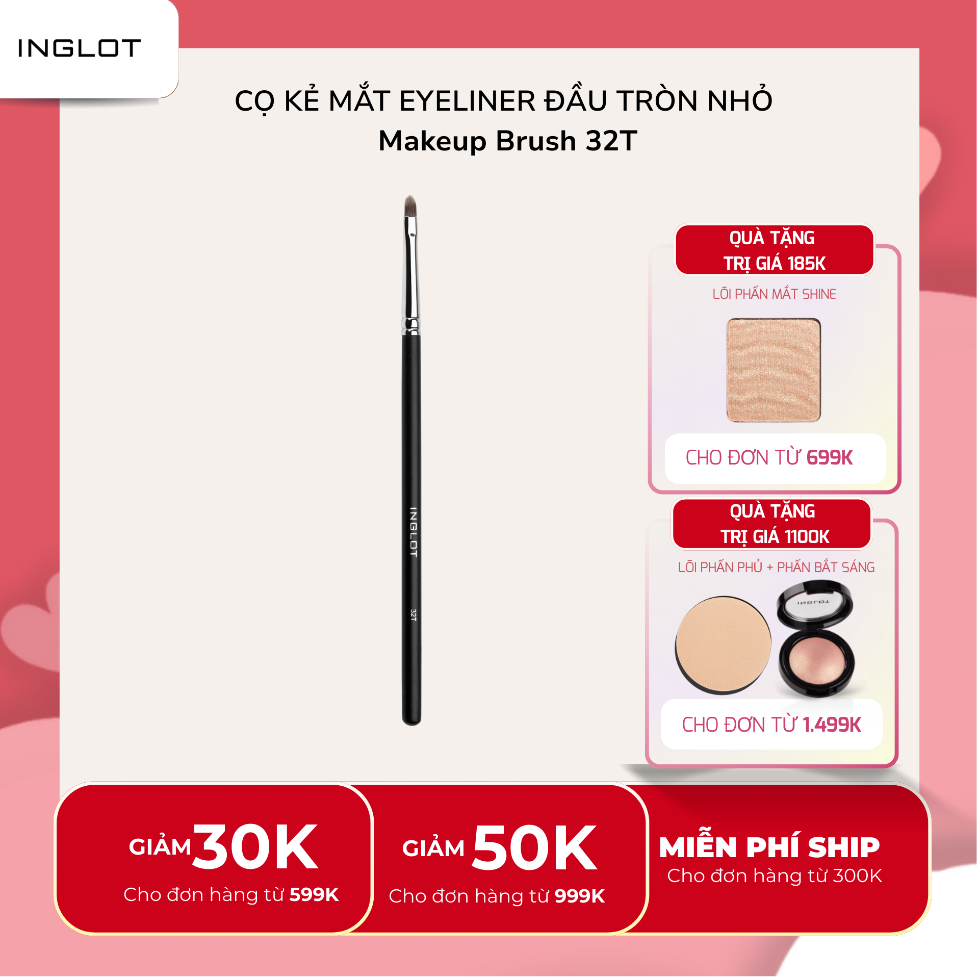 Cọ trang điểm mắt lông mềm mại Makeup Brush 32T INGLOT