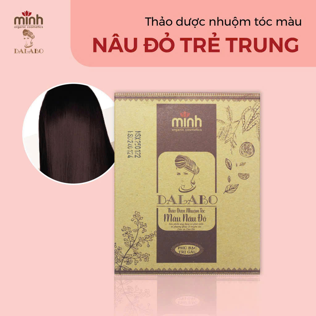 Bột Lá Thảo dược Nhuộm Tóc Nâu- Đen Phủ Bạc Thảo Dược DALABO- an toàn cho mẹ bầu và người già