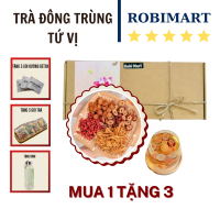 [MUA 1 TẶNG 3] Trà đông trùng hạ thảo 4 vị thảo mộc (táo thái lát đông trùng long nhãn kỷ tử) robimart - set 10 20 30 gói