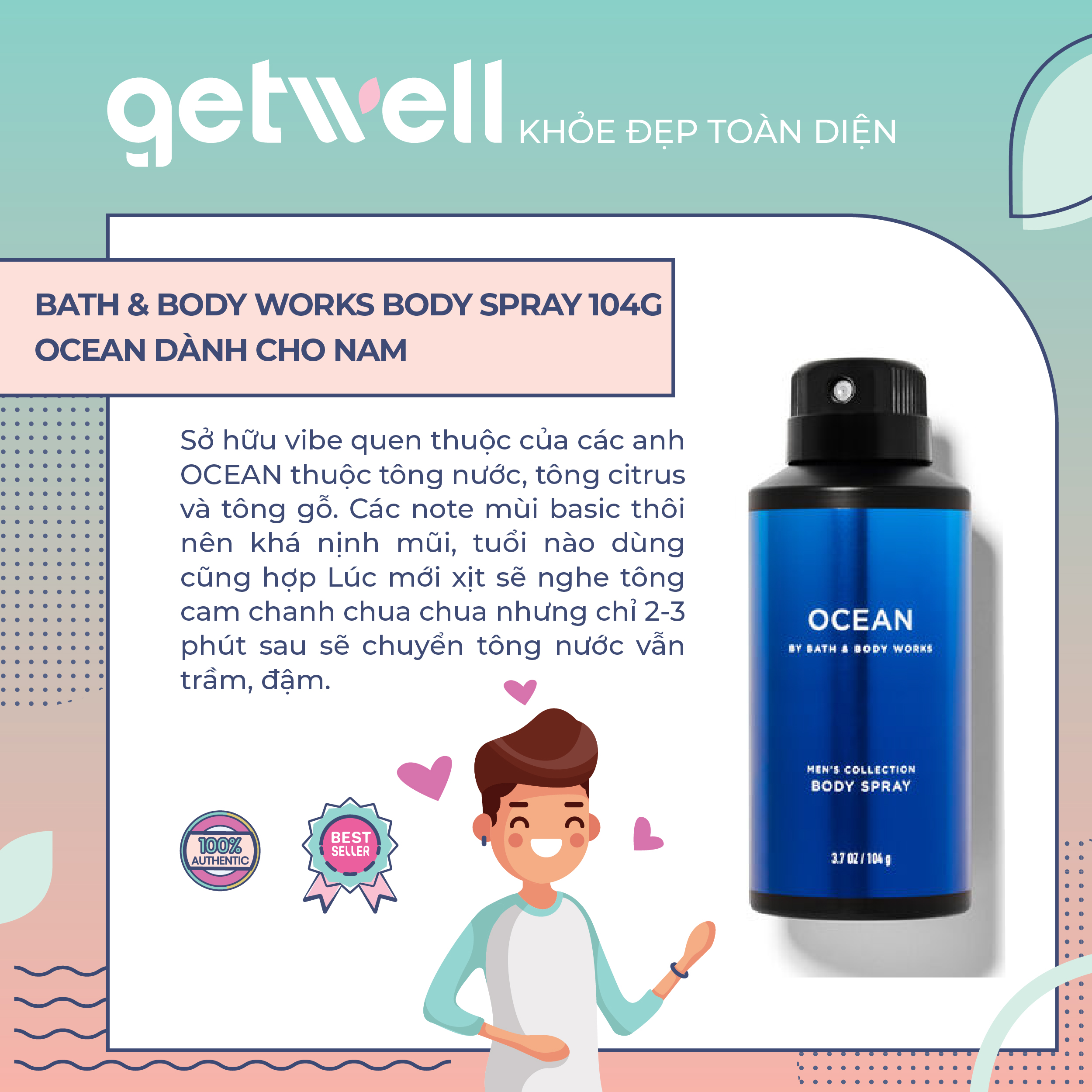 [Hcm]Ocean | Xịt Thơm Toàn Th N Cho Nam Bath & Body Works Body Spray